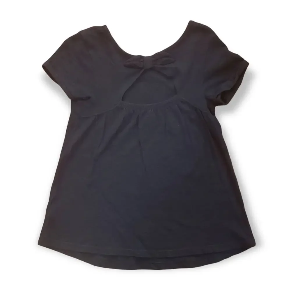 Old Navy Navy Blue Heart Daisy Flower Short Sleeved Shirt - Size 5T